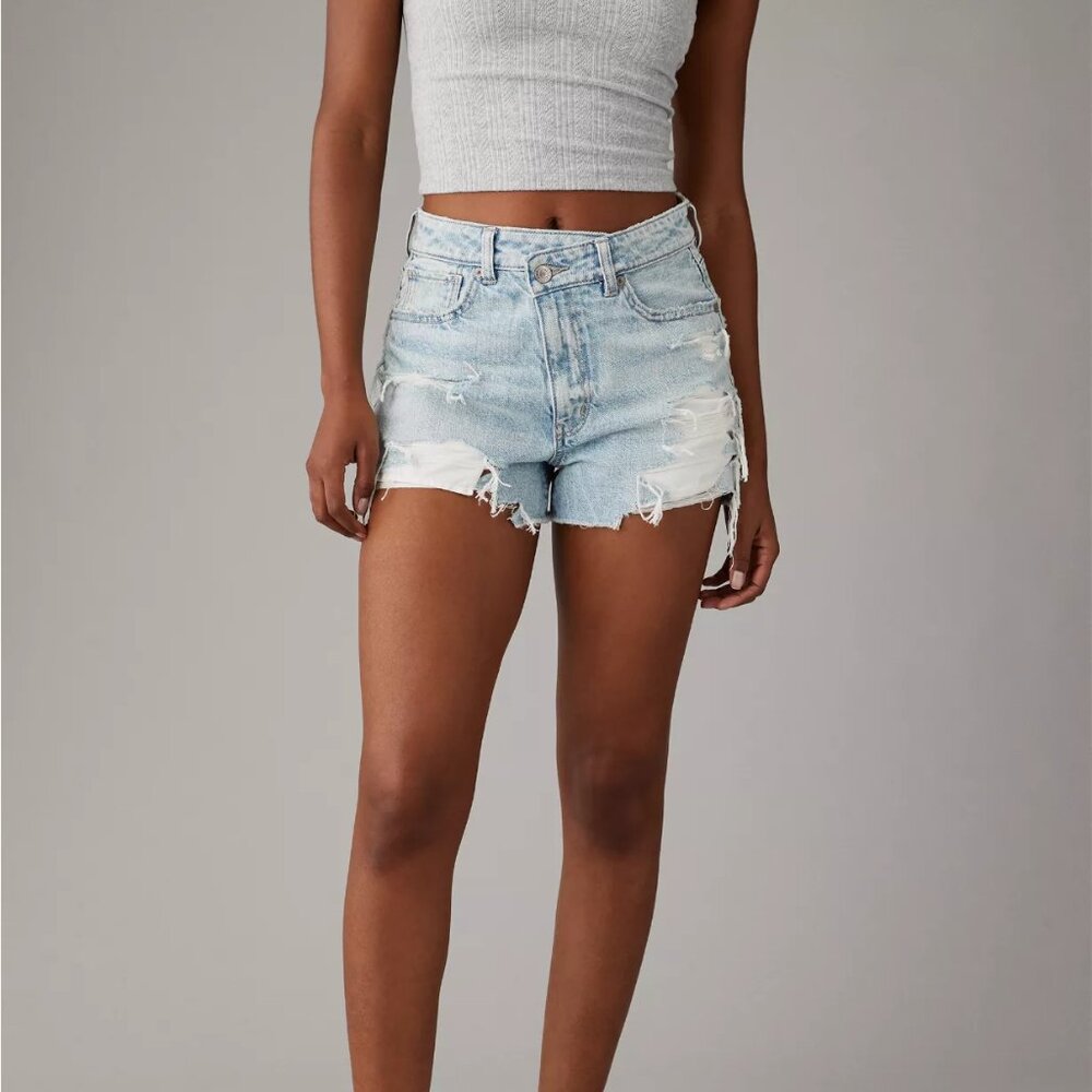 AE Strigid Denim Mom Shorts